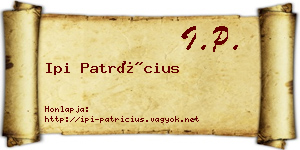 Ipi Patrícius névjegykártya
